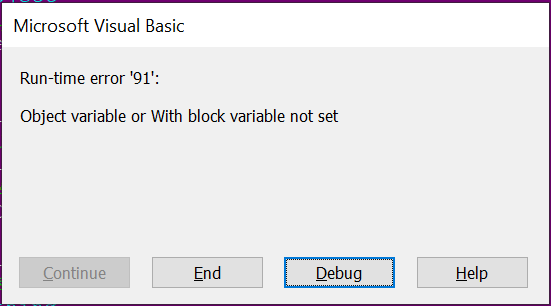 Run-Time Error '91'